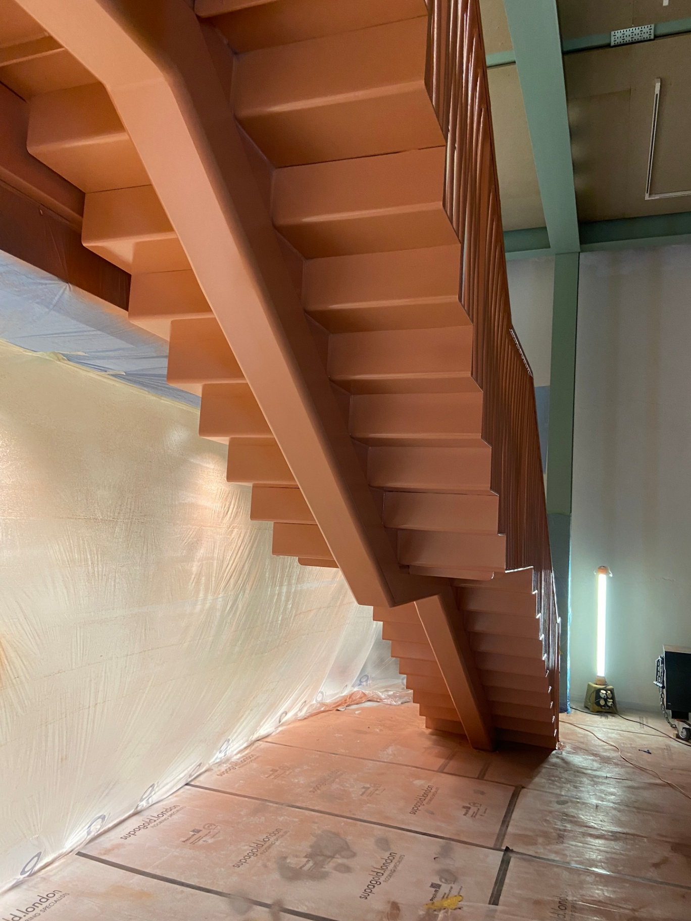 Professional feature staircase spraying by Shaw Spray Ltd in West Sussex