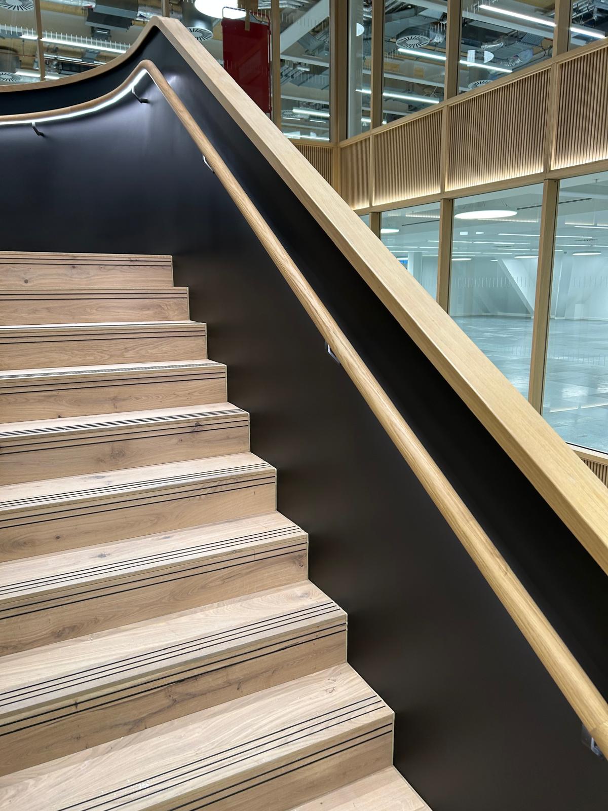 Professional feature staircase spraying by Shaw Spray Ltd in West Sussex