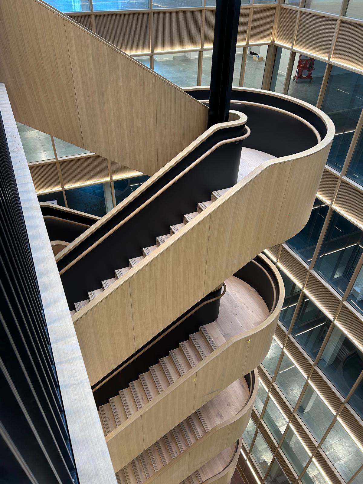 Professional feature staircase spraying by Shaw Spray Ltd in West Sussex