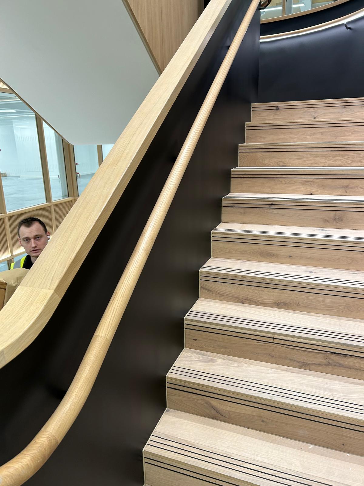 Professional feature staircase spraying by Shaw Spray Ltd in West Sussex