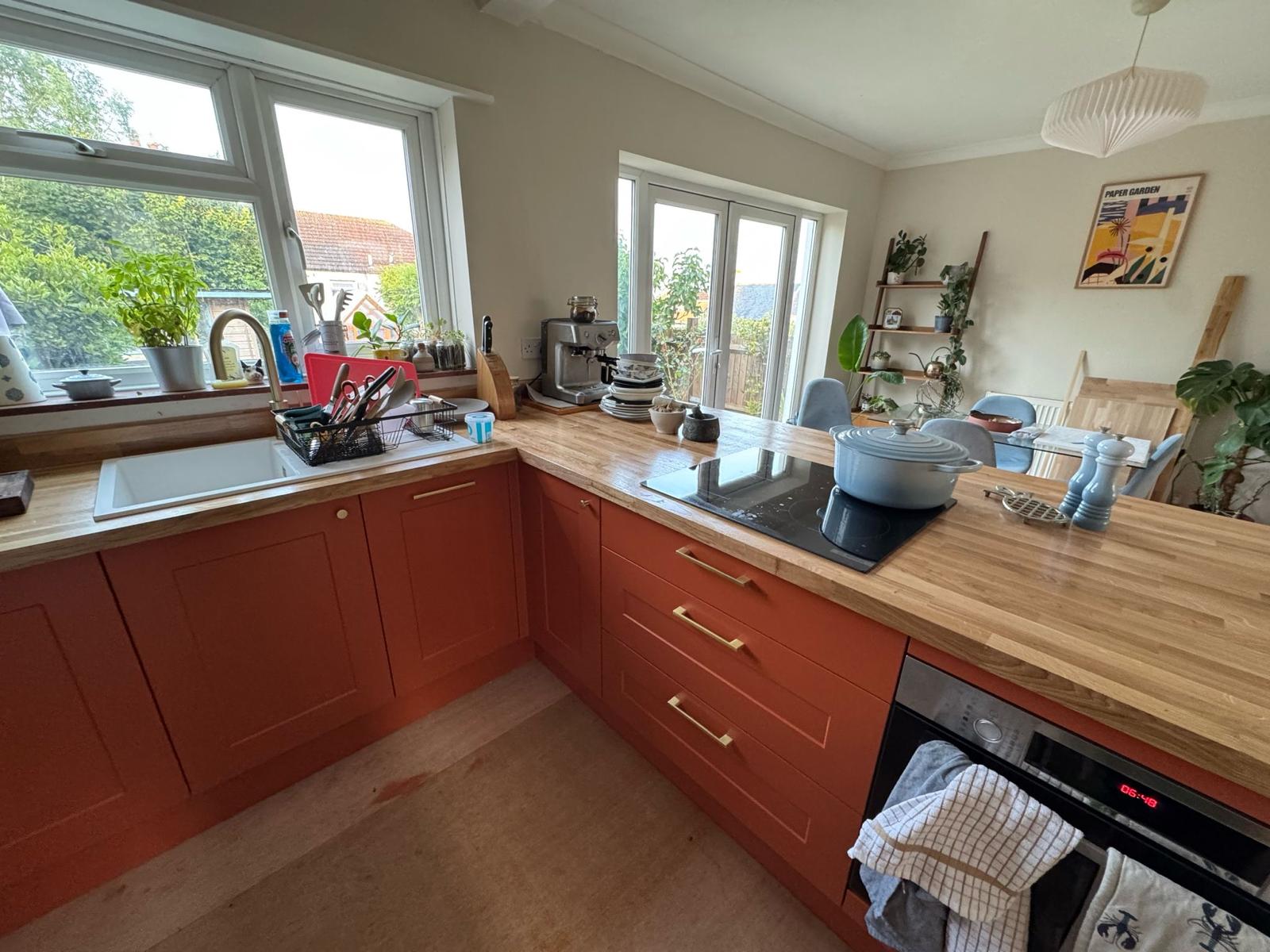 Freshly resprayed kitchen units