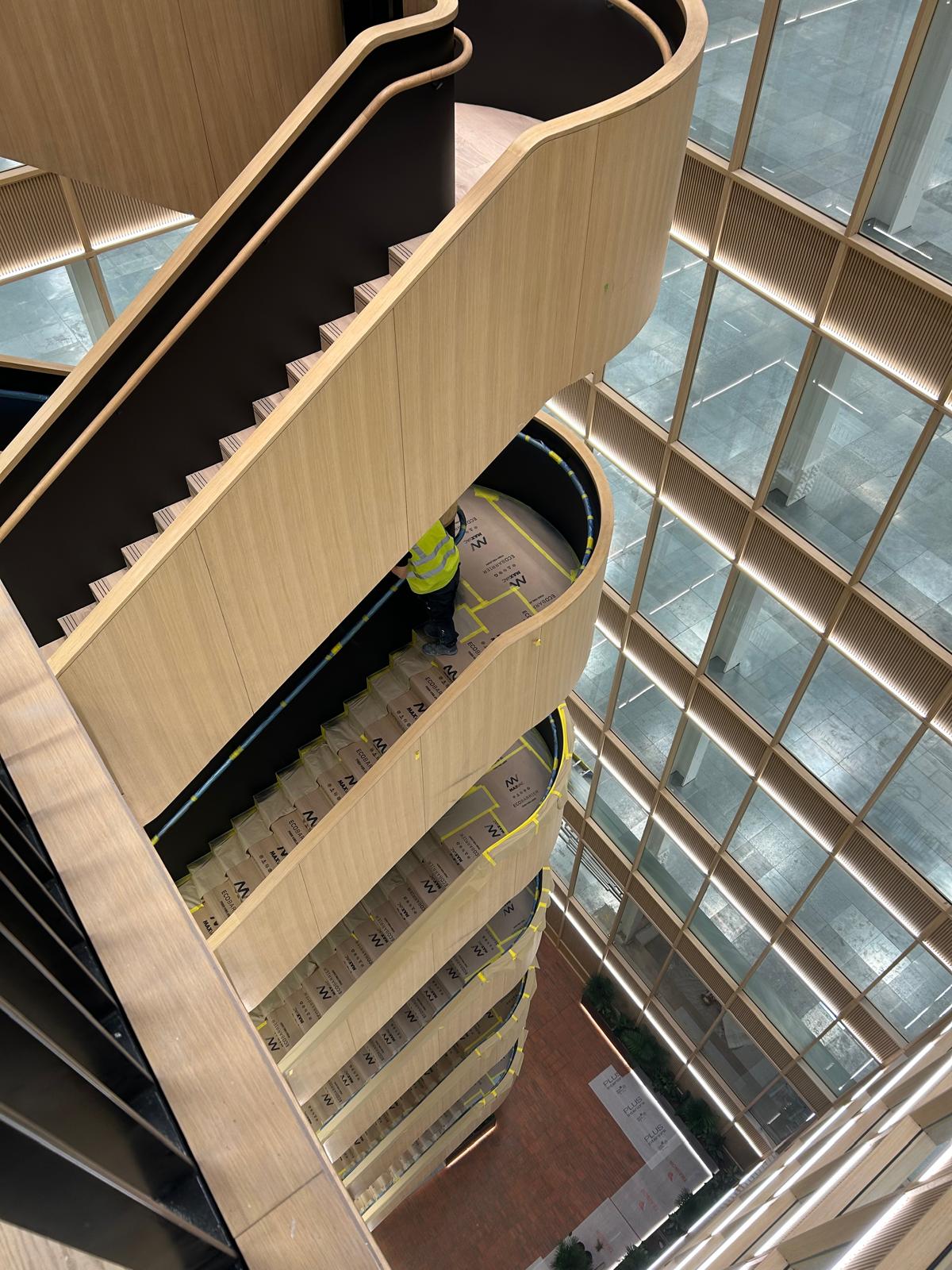Professional feature staircase spraying by Shaw Spray Ltd in West Sussex