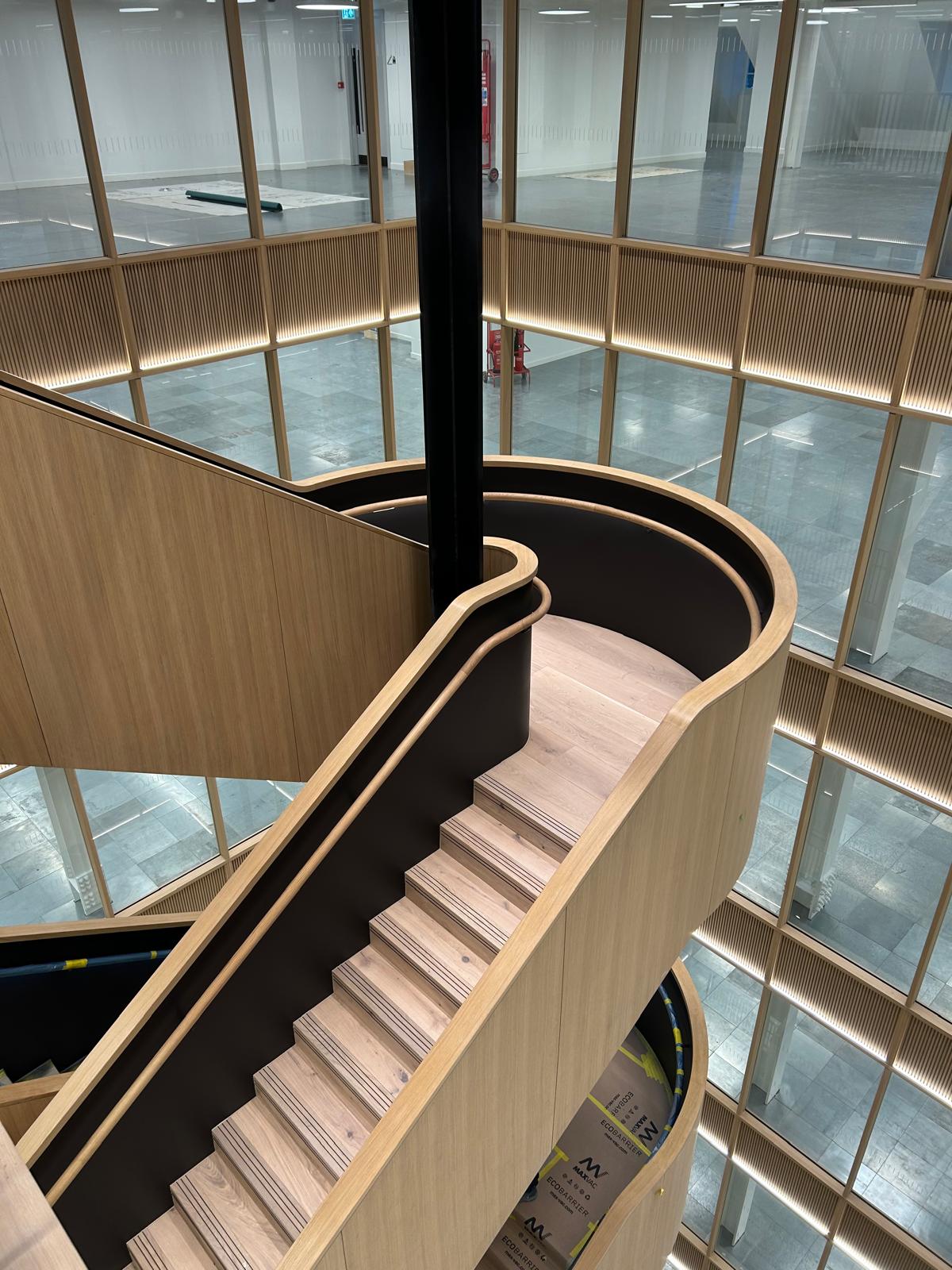 Professional feature staircase spraying by Shaw Spray Ltd in West Sussex