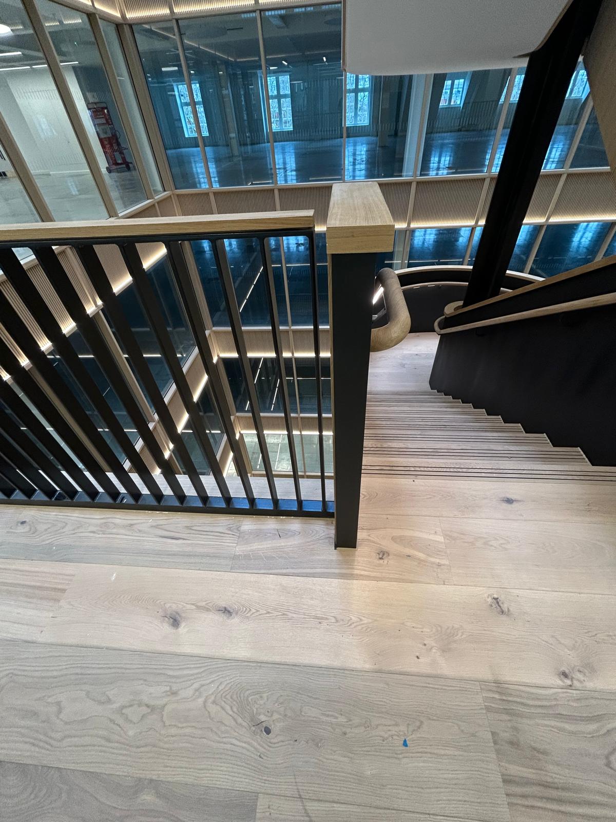 Professional feature staircase spraying by Shaw Spray Ltd in West Sussex