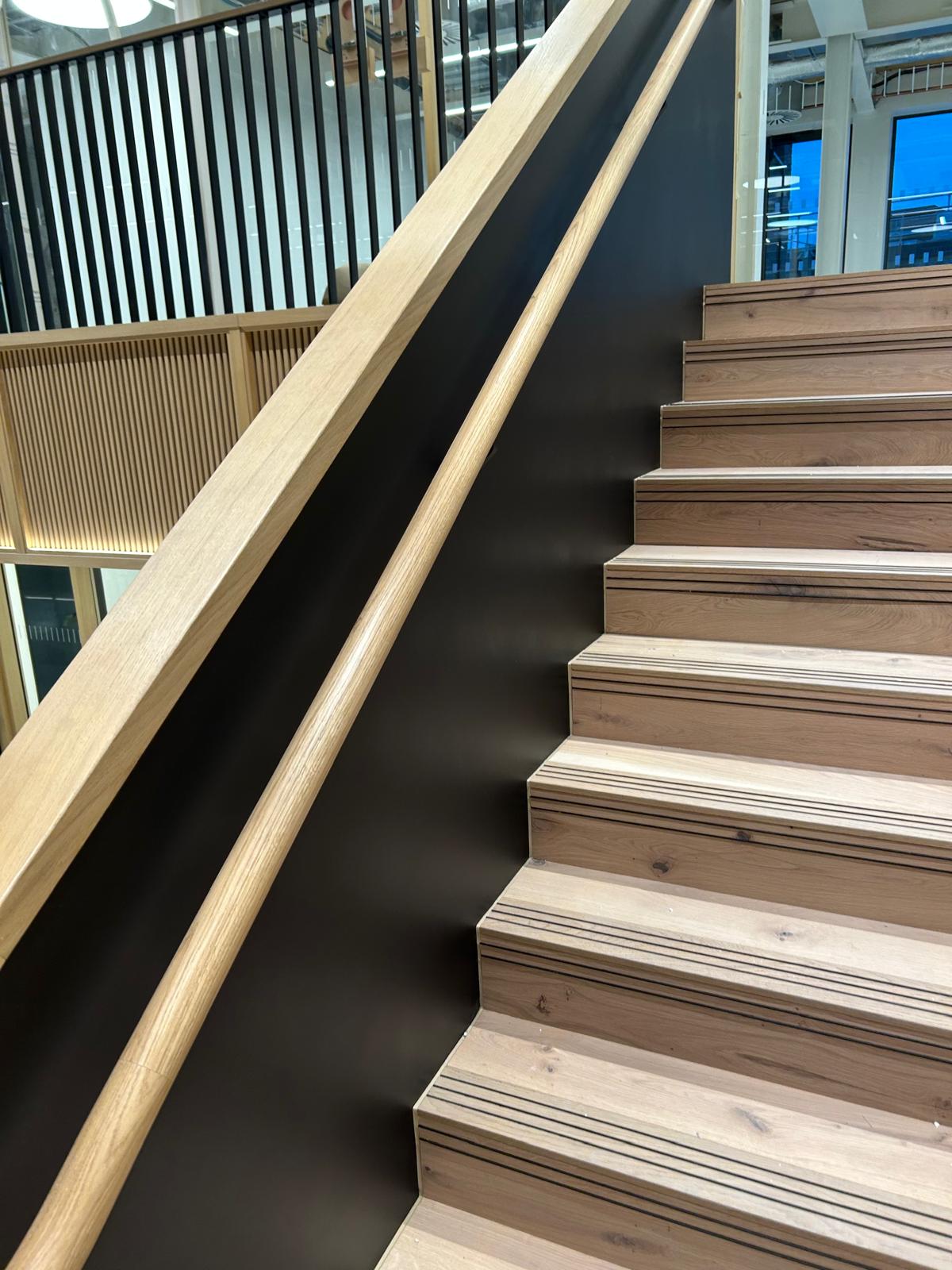 Professional feature staircase spraying by Shaw Spray Ltd in West Sussex